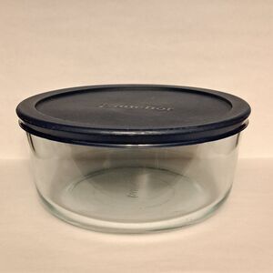 Vintage Pyrex Clear Glass 1.75 Quart Bowl Storage Container 7” With Anchor Lid